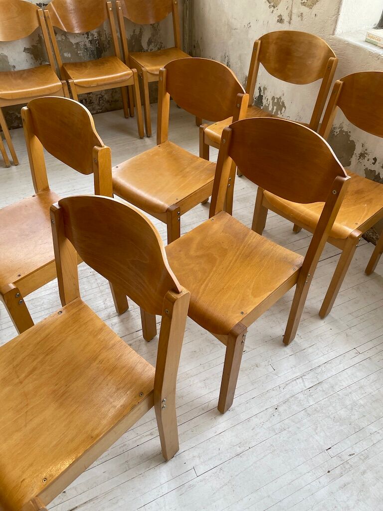 12 80s beech chairs