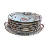 6 plates and dish with ears: porcelain of  Paris