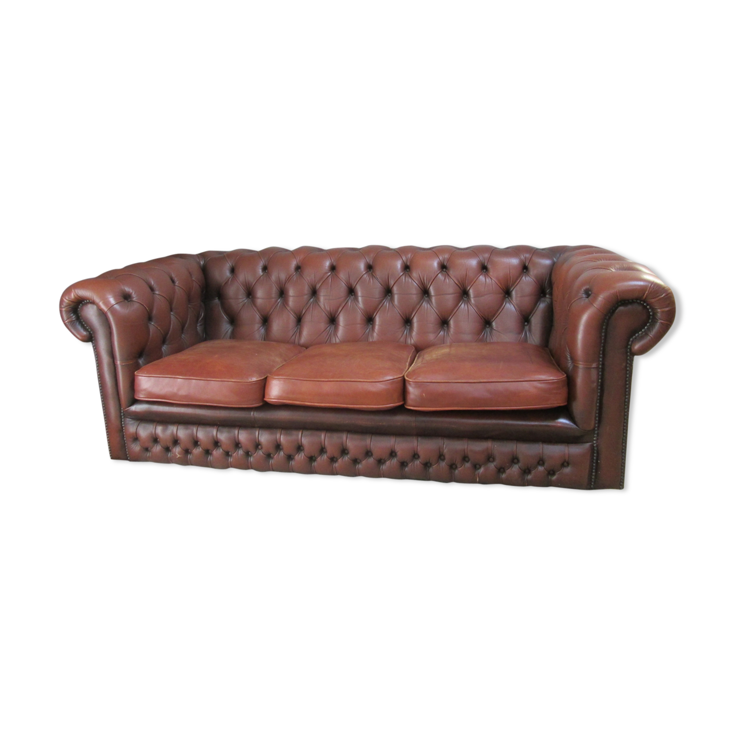 Brown leather chesterfield sofa