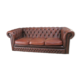 Canapé chesterfield en cuir brun