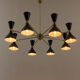 8 arms Italian chandelier with diabolo shades in Stilnovo style