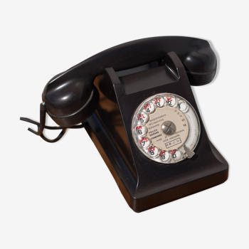 Rotary dial phone, black bakelite phone