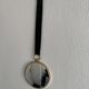 Vintage 1960 witch's eye mirror with green ribbon - 20 x 67 cm