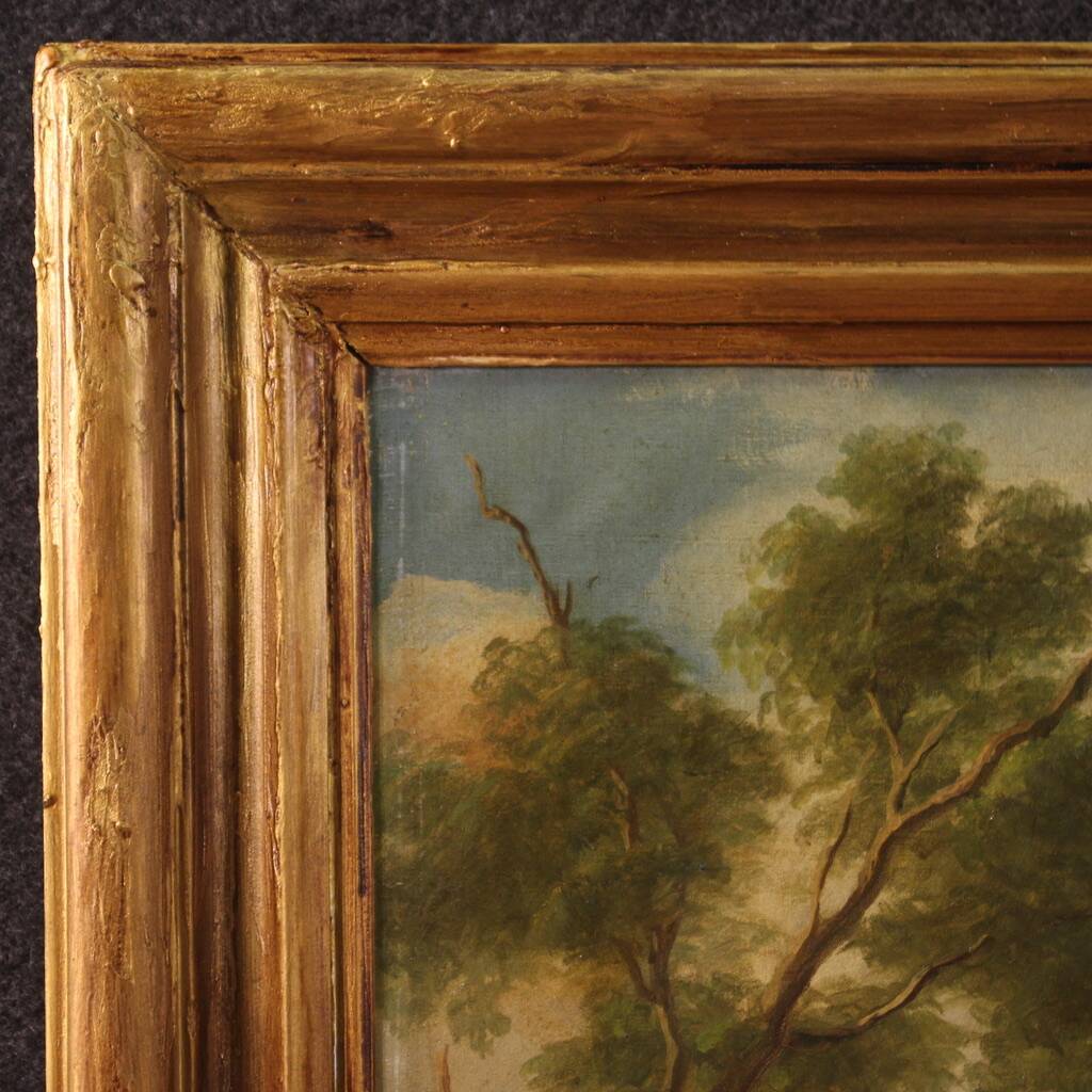 Italian painting landscape with still life from the 20th century