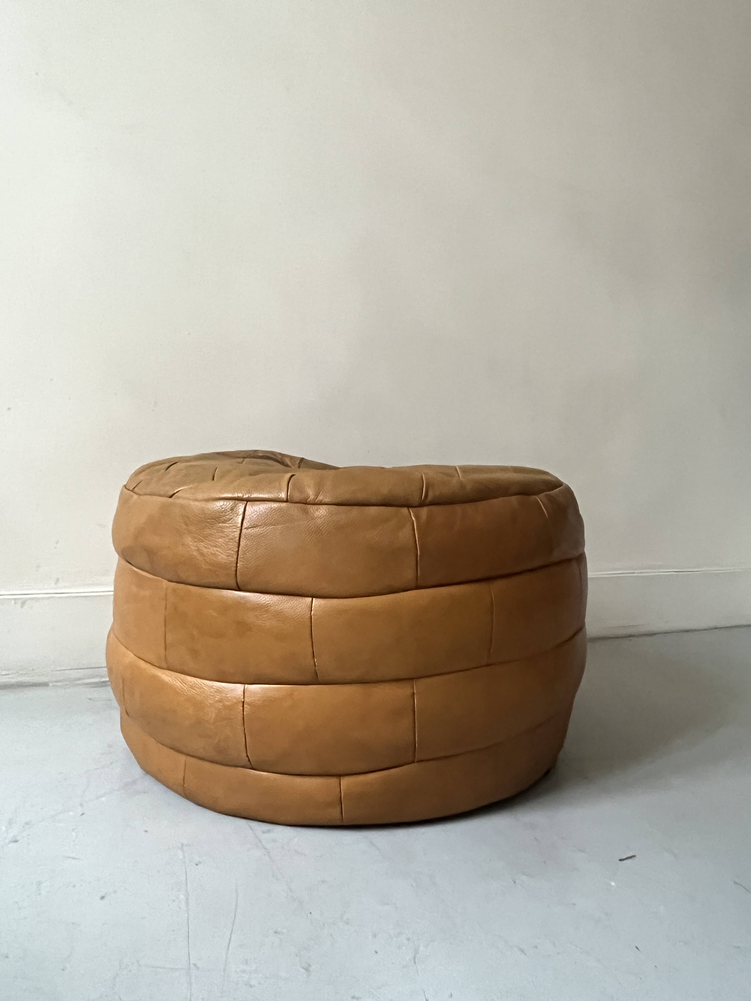 pouf in genuine leather patchwork colors, 1970
