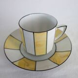 6 60s striped iridescent porcelain coffee cups