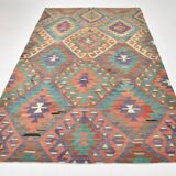 6x10 Green & Purple Vintage Kilim Rug, Modern Oushak Rug, 181x291Cm