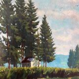 Tableau HST "Paysage des Vosges" par Thiebaud Chapelle du Motiron Val-d'Ajol