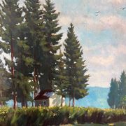 Tableau HST "Landscape of the Vosges" by Thiebaud Chapelle du Motiron Val-d'Ajol