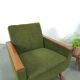 Fauteuil vert avec dossier en bois de teck