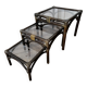 Bamboo and smoked glass nesting coffee tables
