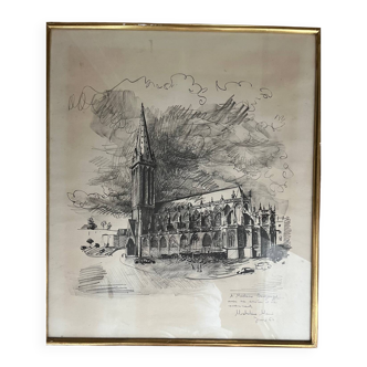 Tableau : Dessin au crayon - Église