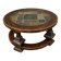 Round coffee table in stone and wood
