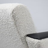 Fauteuil vintage Deutsche Democratic Republic DDR, années 1960, Bouclé blanc