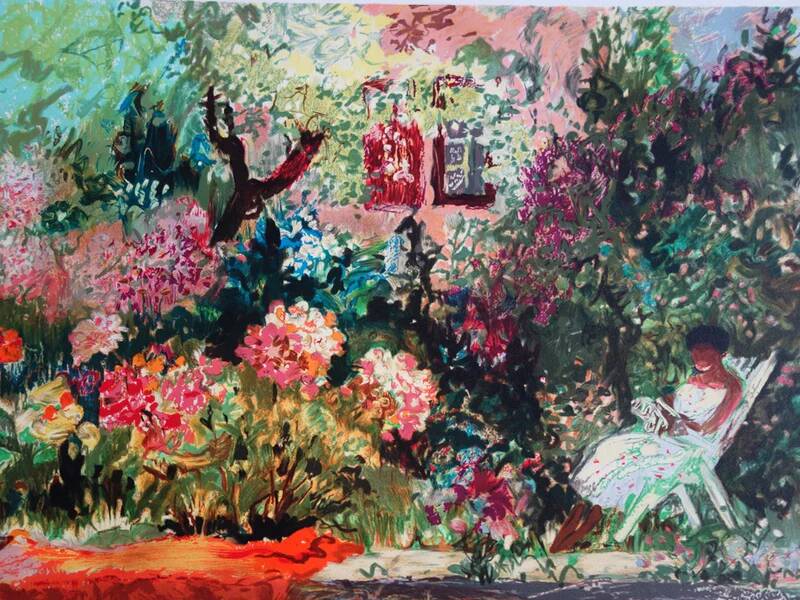 Yvonne Cheffer Delouis: Madeleine in Hendaye, signed original lithograph.