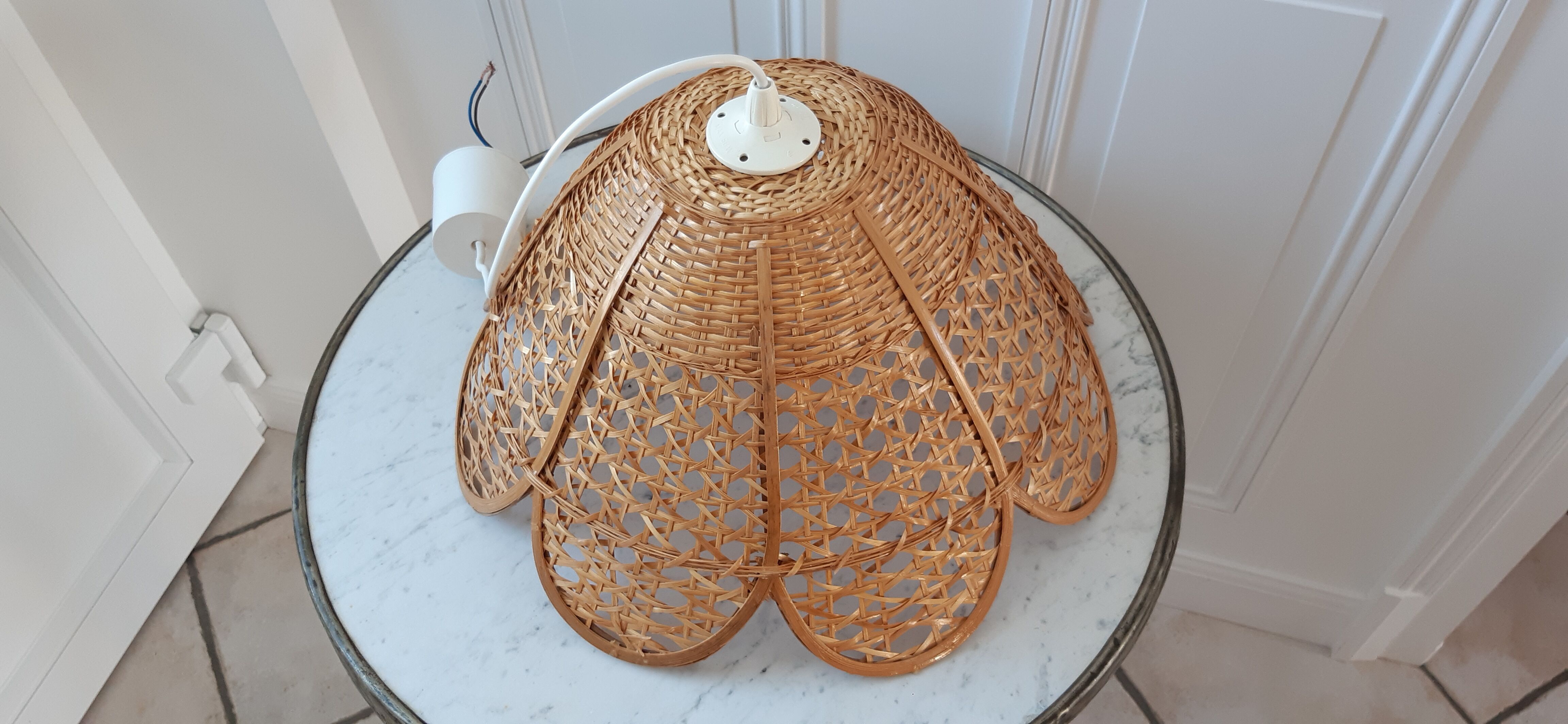Wicker suspension / rattan flowers petal 70s