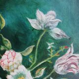 Oil on canvas tulips in vase