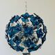 Lustre sculptural italien Spoutnik en verre martelé bleu foncé, années 1980, Italie.