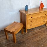 Elm chest of drawers and two elm bedside tables 1980