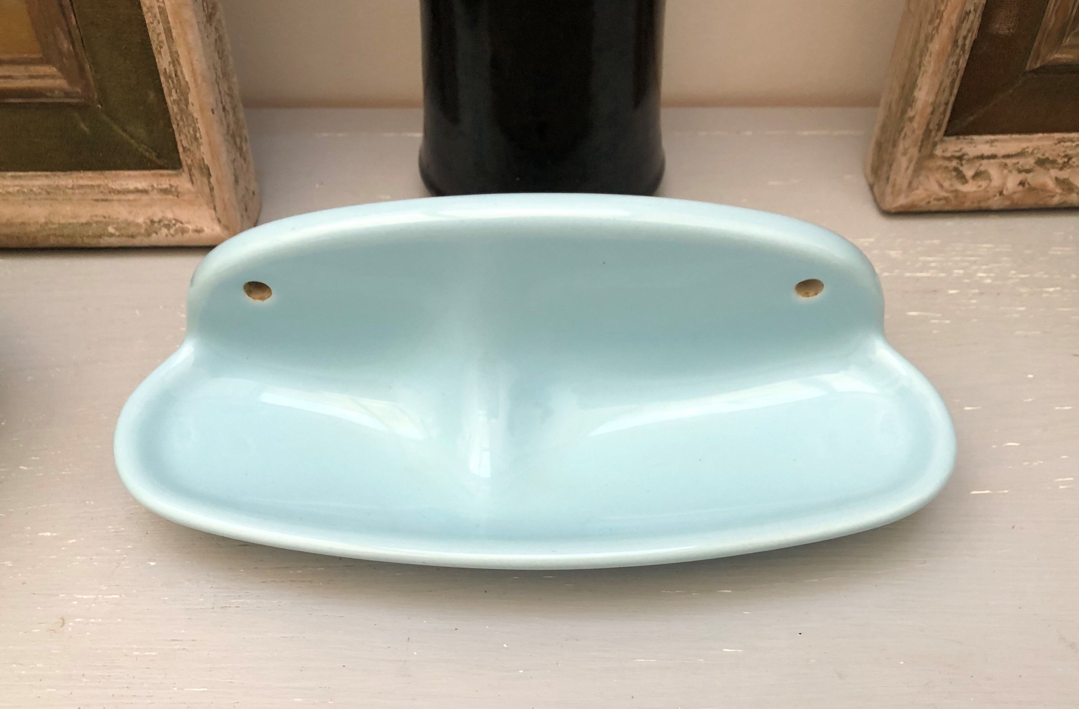Sky blue soap dish vintage 70s