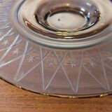 Large smoked glass bowl with star engraving – 1950s
