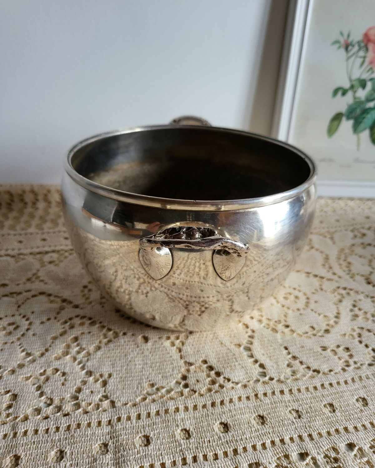 Silver-plated metal planter pot