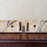 Art Deco Marble and Metal Bookends