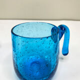 3 cups of ocean blue bubbled glass