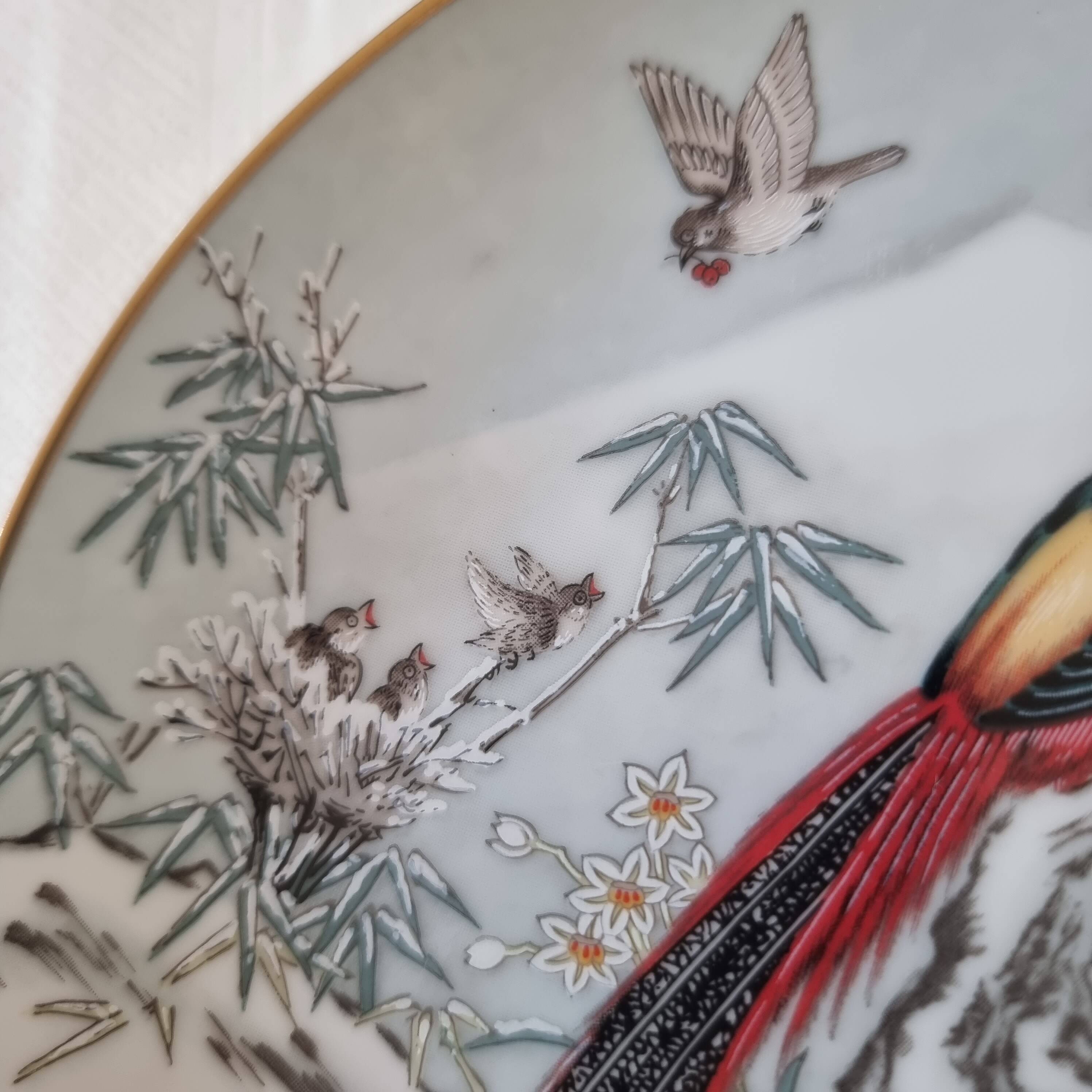 Pair of vintage Franklin Japanese hand-painted porcelain plates