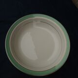 Hollow round dish in half badonviller porcelain with green marli diam 28 cm