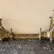 Fireplace front, firebar, fire guard in gilded bronze Louis XVI style.