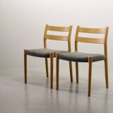 Niels Otto Moller Dining Chairs Model 84 Solid Beech Wood with Grey Velvet