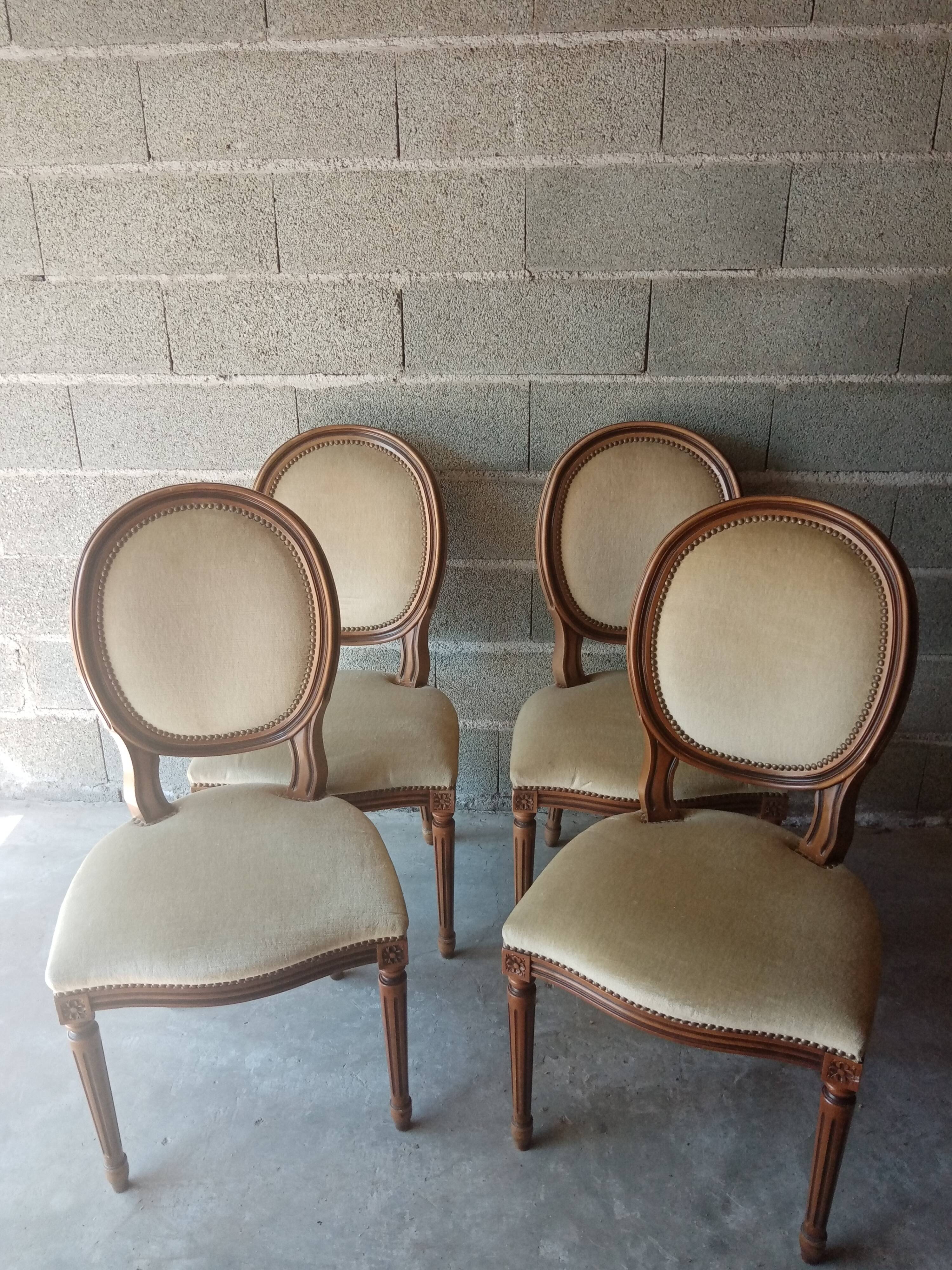 Suite 4 chairs medallion wood and fabric