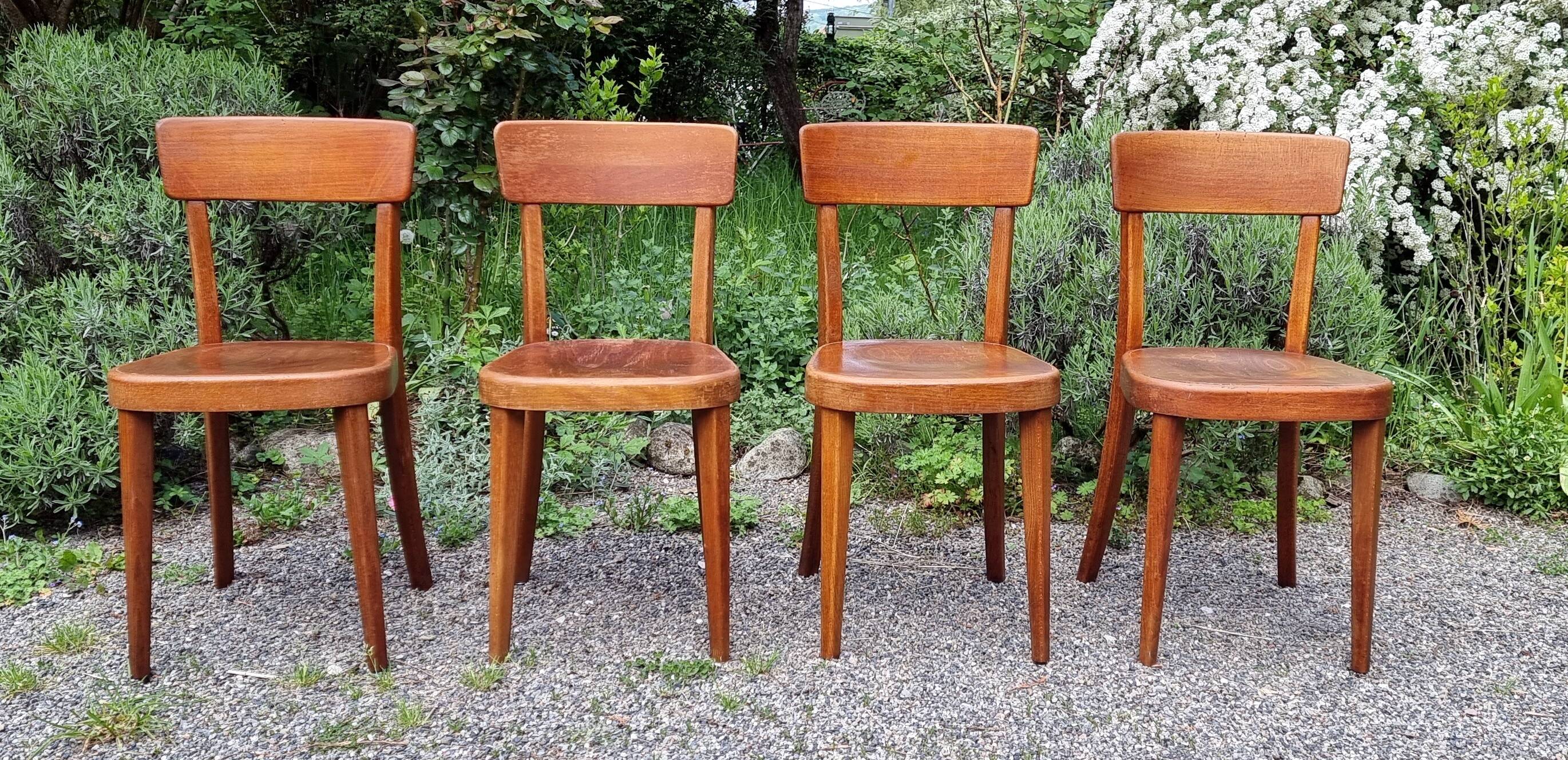 4 bistro chairs Tschan-Baumann Switzerland 1950s