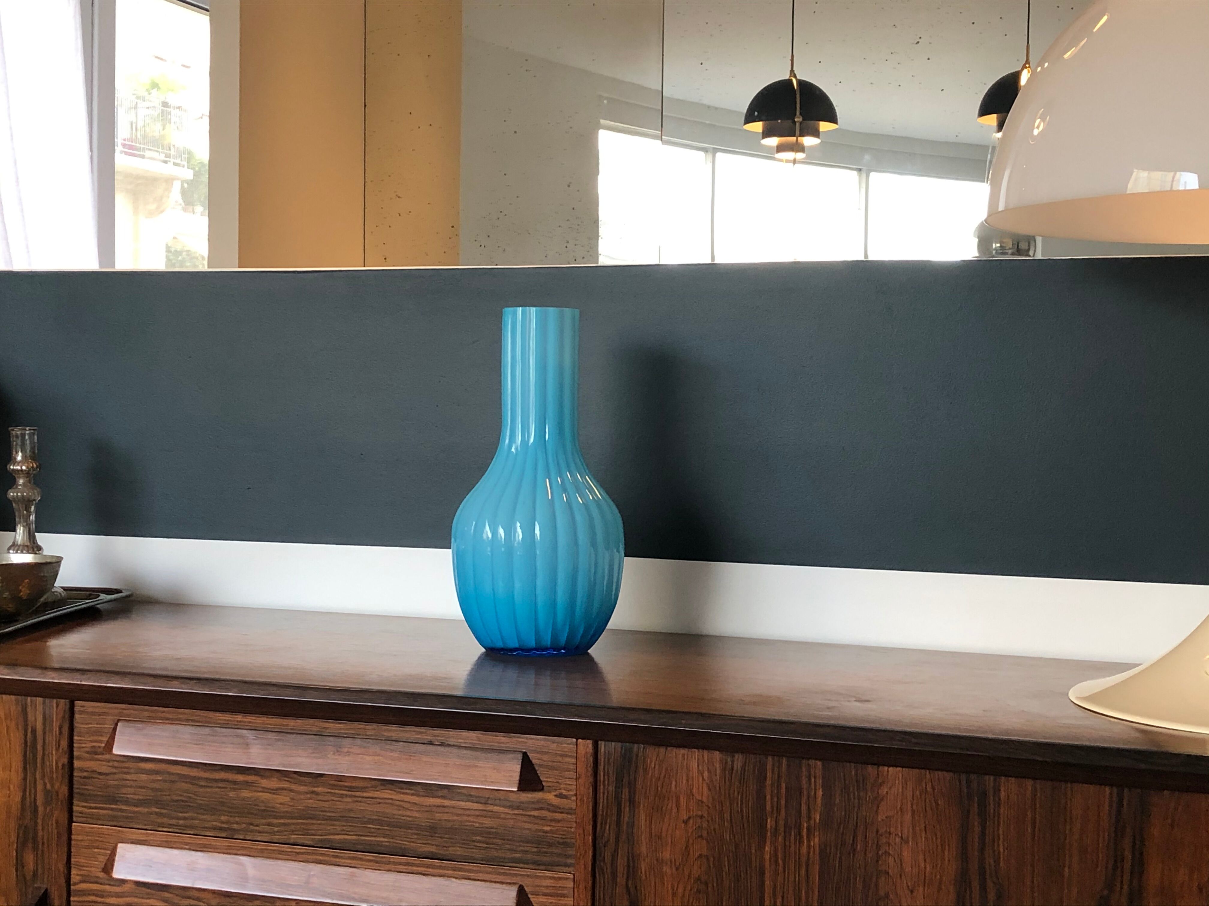 Turquoise cylindrical vase