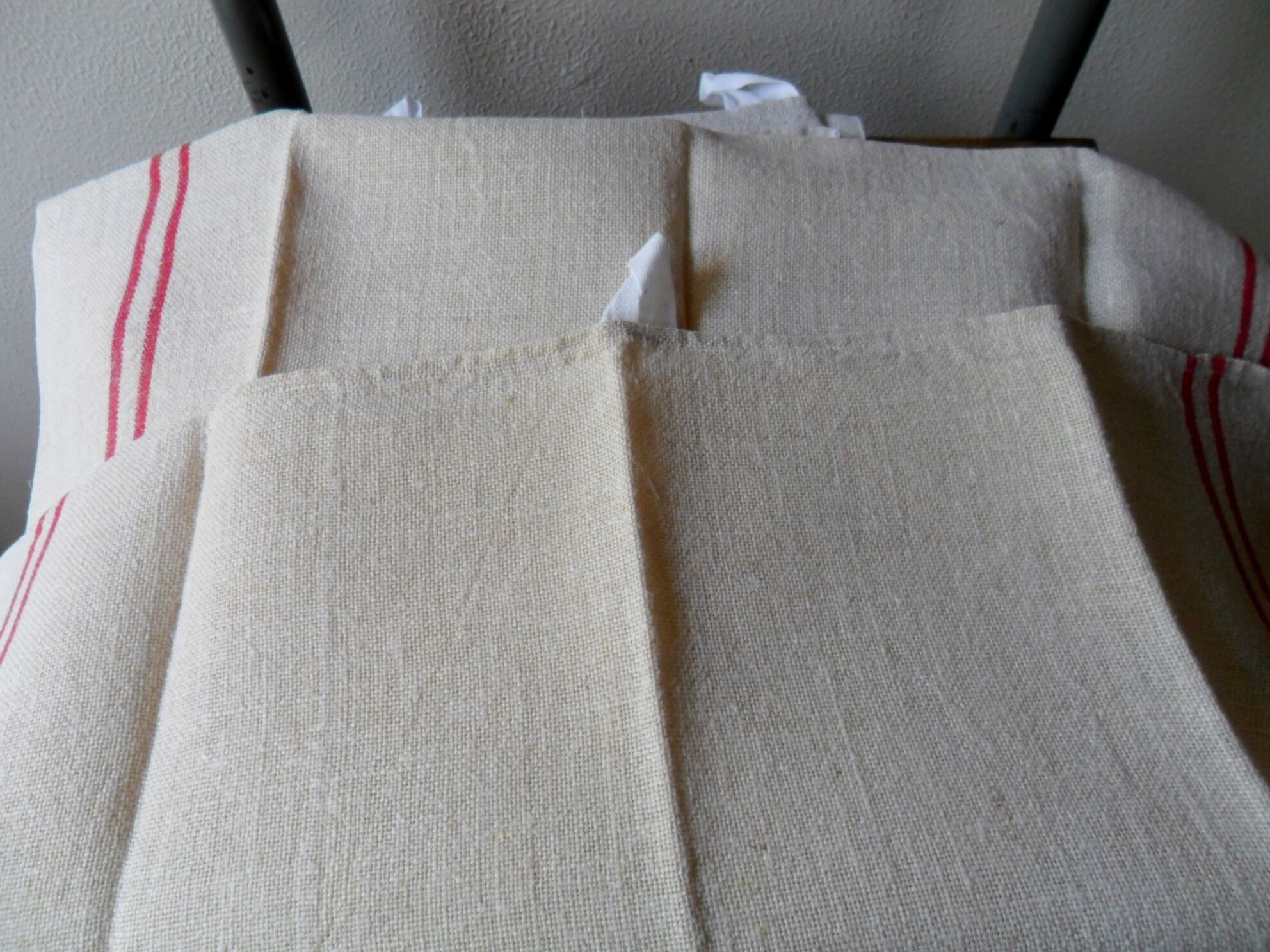 Set of 3 old hemp tea towels