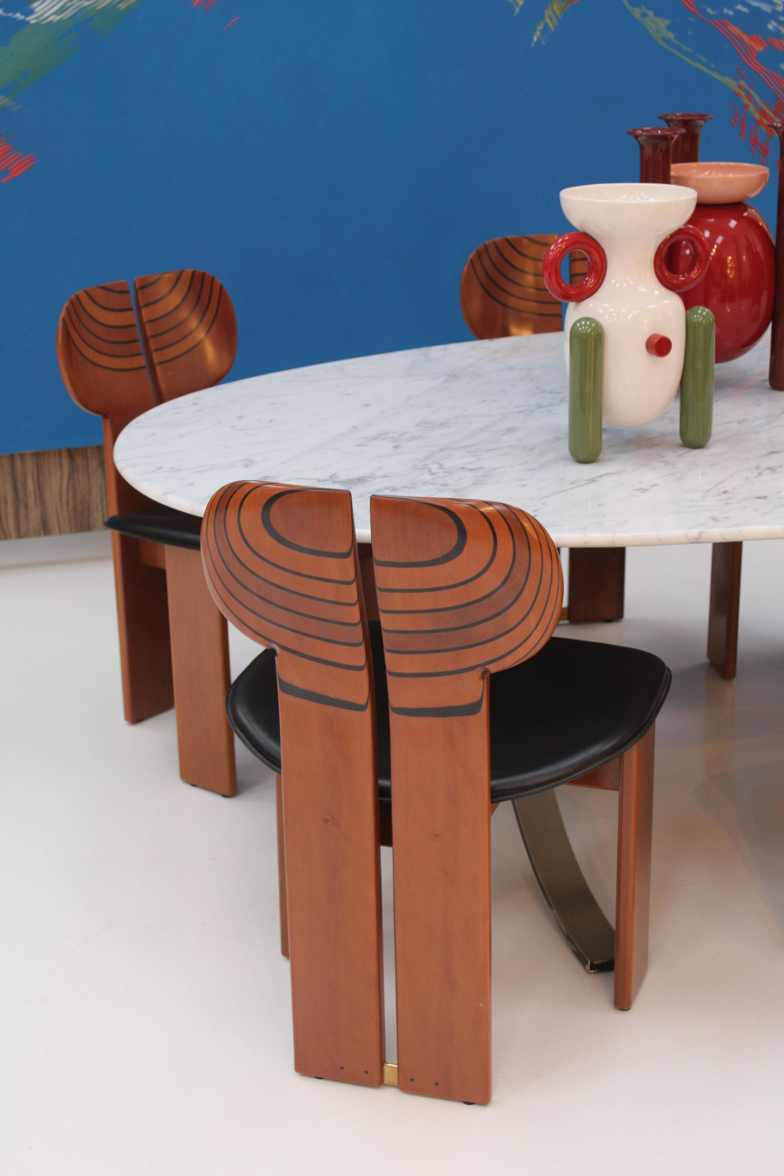 Original Africa Italian Dining Chairs Designed by Afra & Tobia Scarpa Maxalto