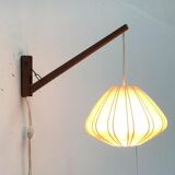 Mid-century pivoting wall lamp with a swing arm, Cocoon, made of teak wood, 1960s.