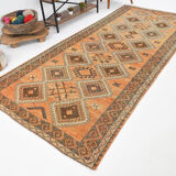 5x11 orange and brown vintage tapis rug, 352x162cm