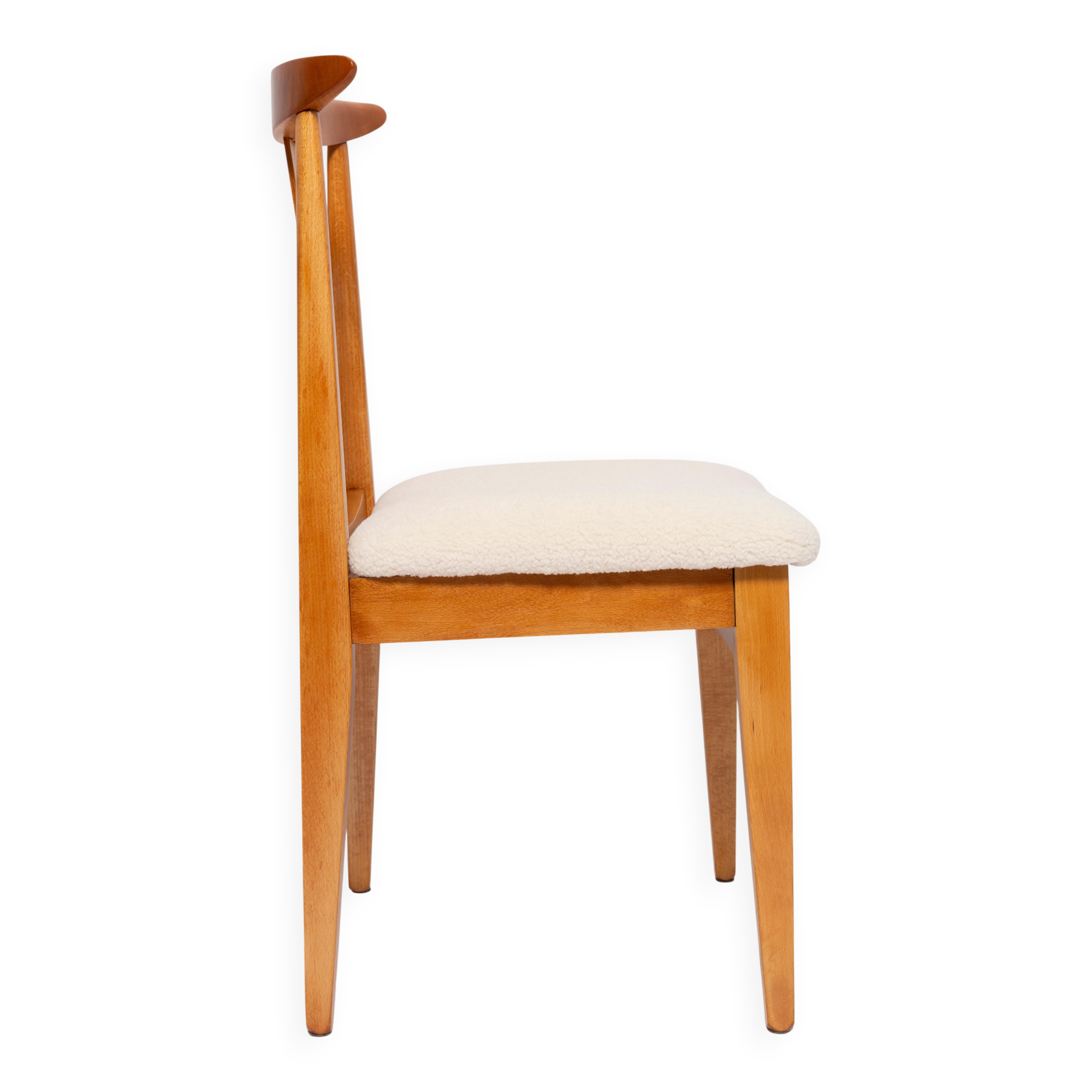 Mid-Century Chair in Cream Ivory Boucle, designed by Mr. Zielinski, Europe, 1960s