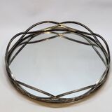 Round Tray In Silver Metal And Mirror