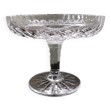 antique footed bowl in engraved glass - fruit bowl
