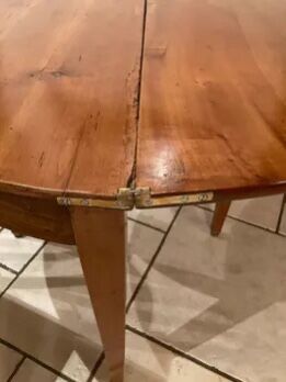 Half moon table with cherry and walnut
