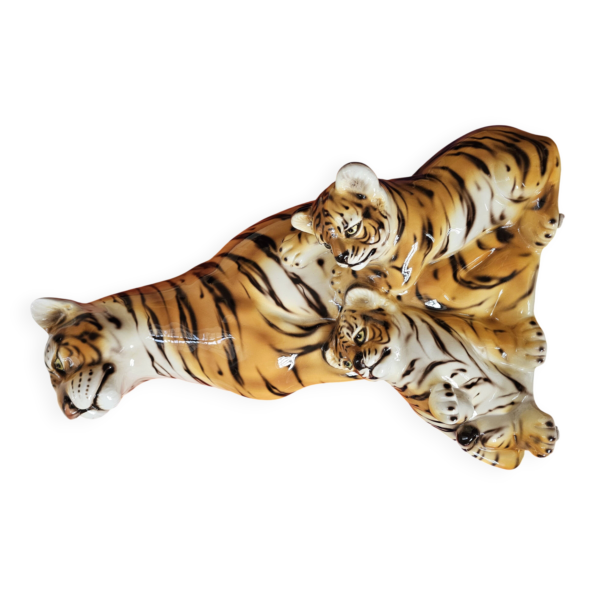 Ceramic sculpture tiger Modern Art Capodimonte