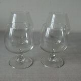 Set of 4 old cognac glasses including 2 marked Biscuit Cognac tableware