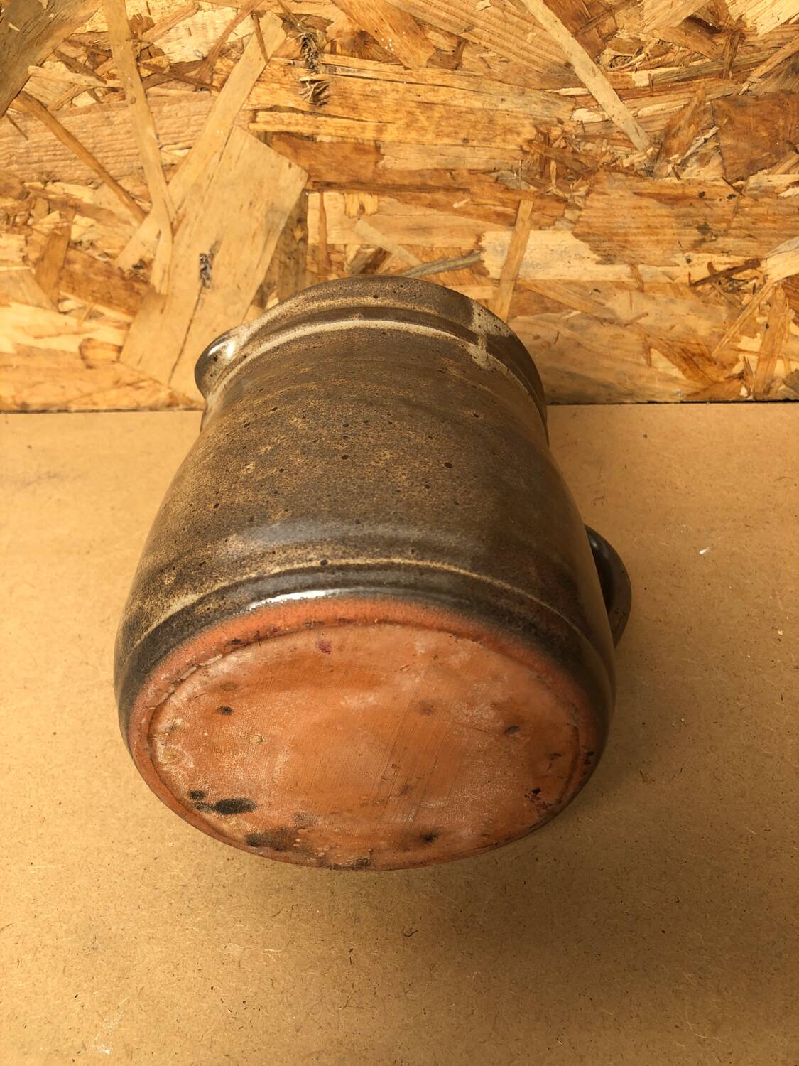 Old Vintage Brown Stoneware Carafe Refresher Pitcher
