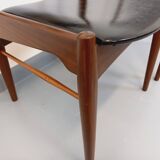 Pair of vintage Scandinavian teak and skai chairs from the 50s and 60s
