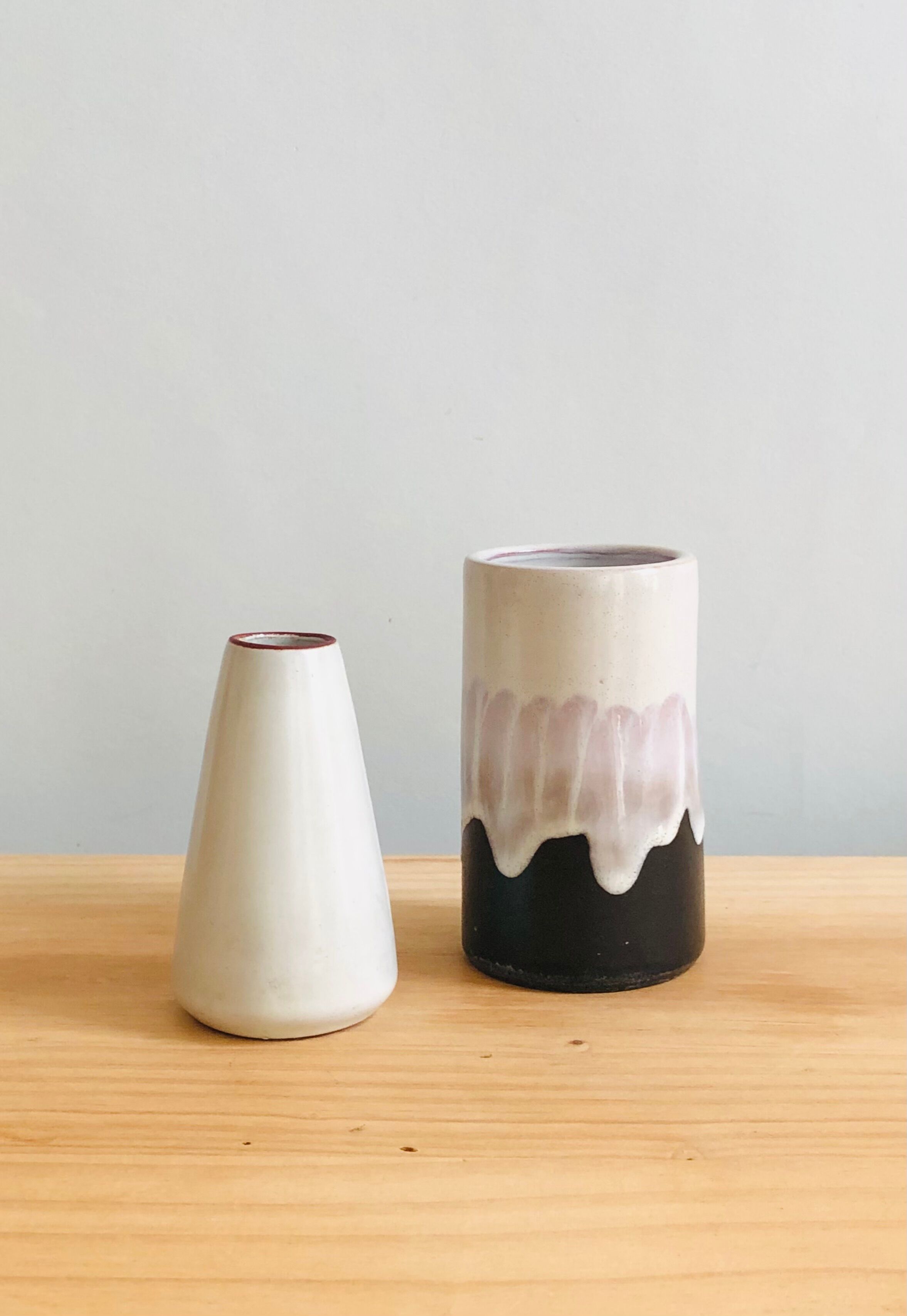 Duo of small ceramic vases