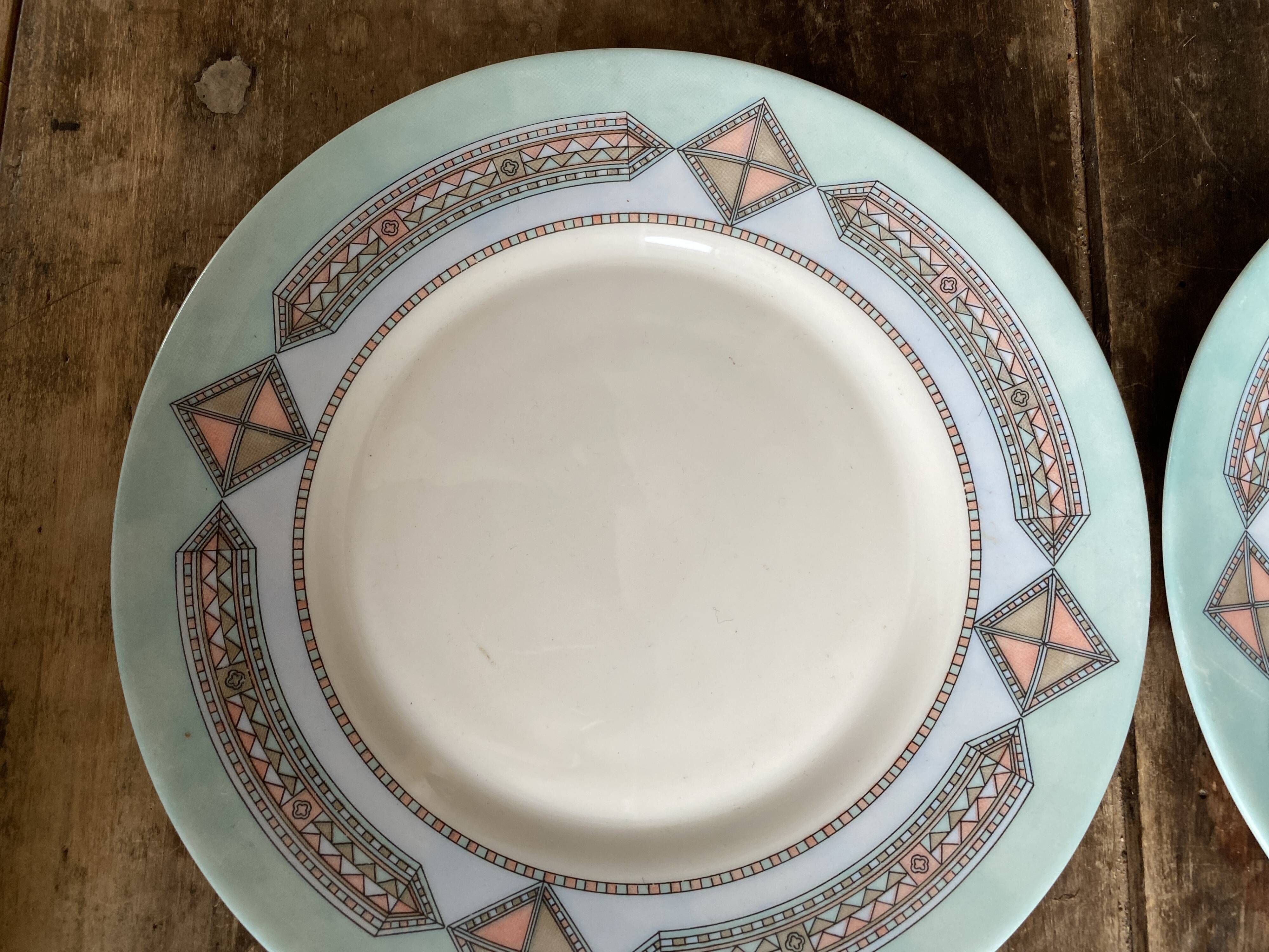 Set of 6 dessert plates Arcopal France – Aztec Vintage 90s model