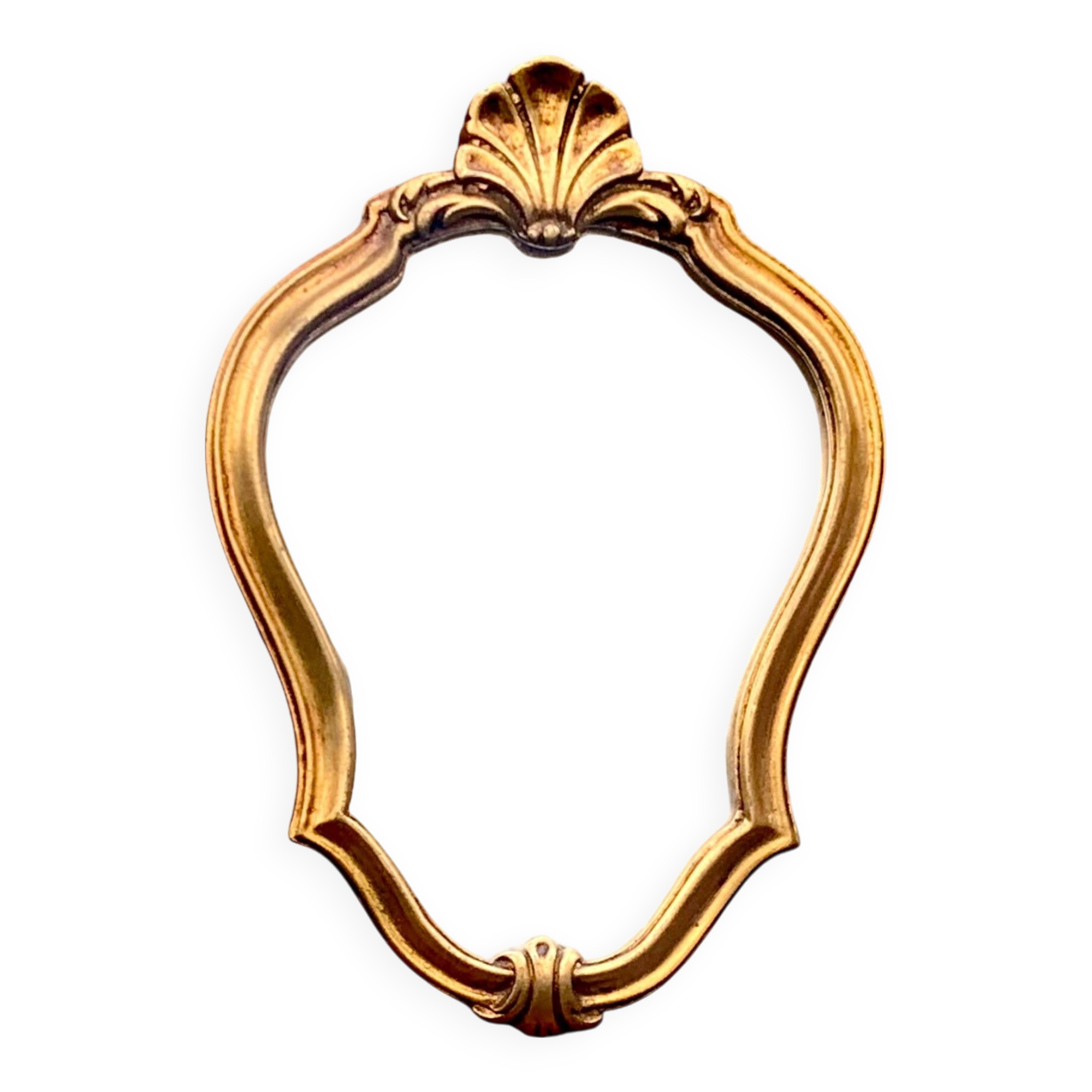 Petit miroir mural rocaille vintage en résine dorée